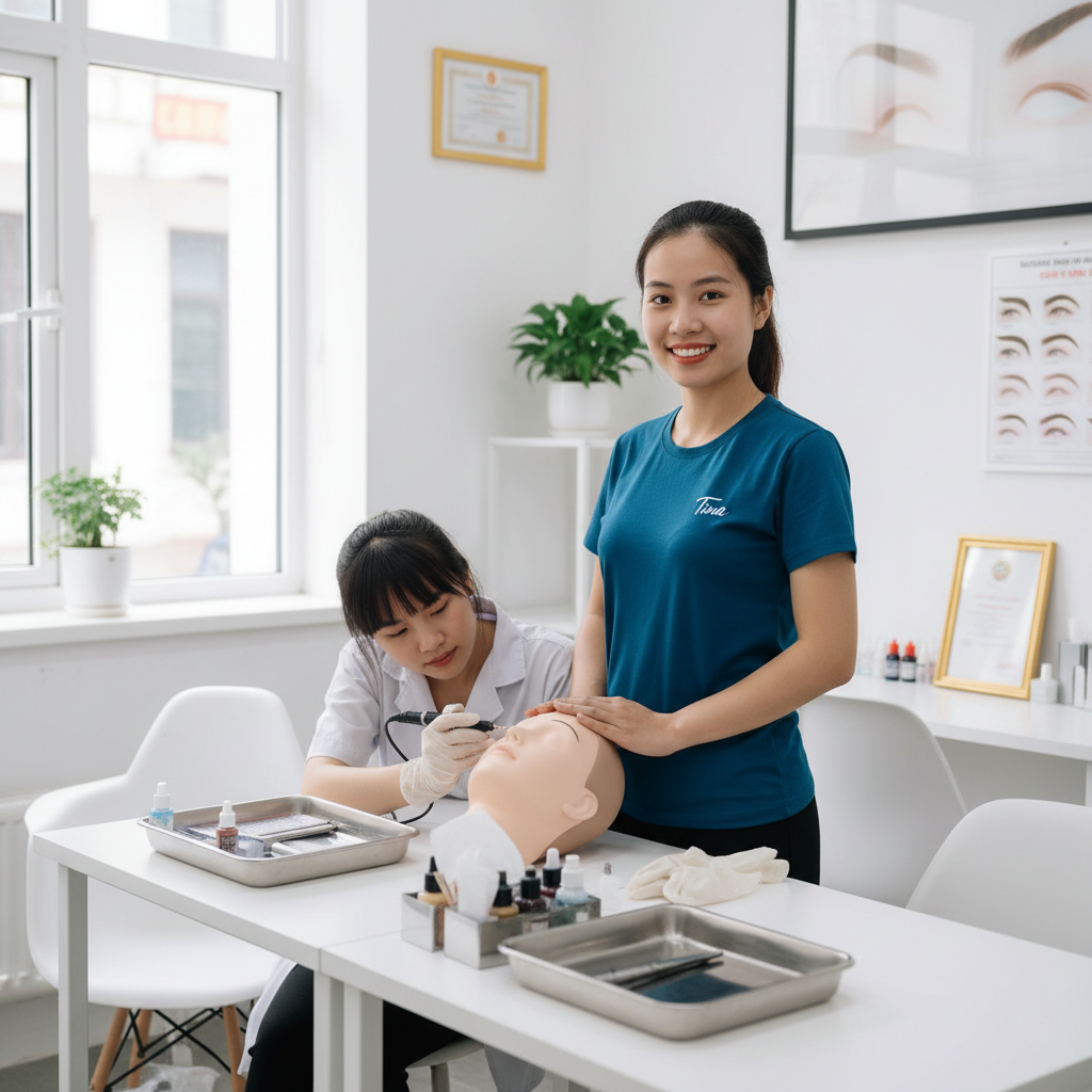 Tầm Quan Trọng Của Ủ Tê, Quy Trình Chuẩn Mở Tiệm 9 Không khí lớp học phun xăm thẩm mỹ chuyên nghiệp tại Tina